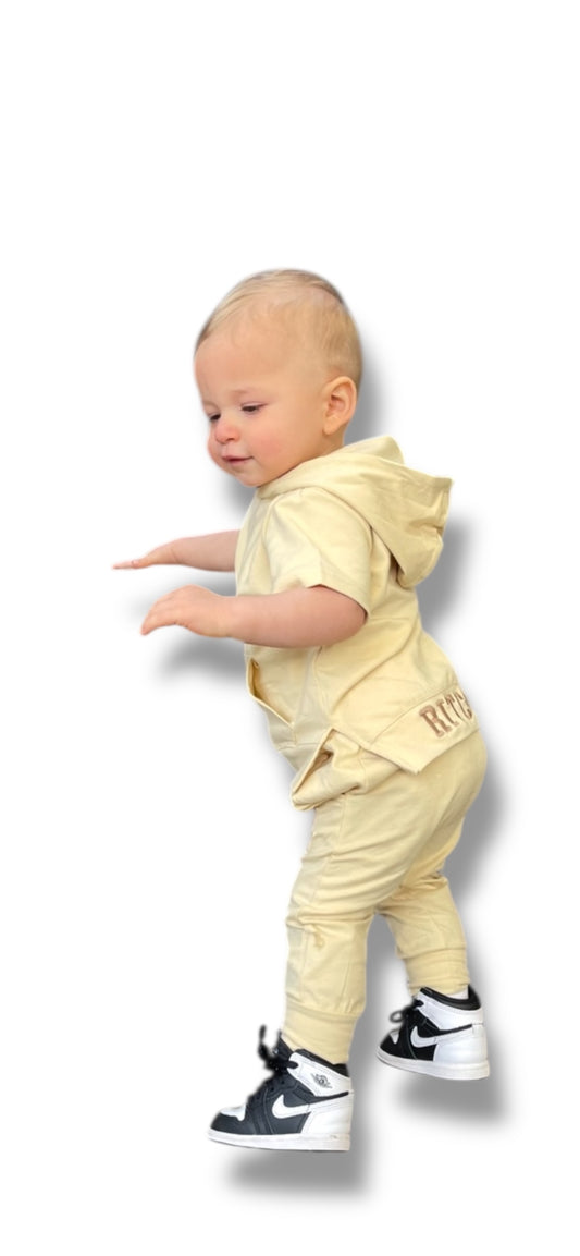 Zomersetje met Hoodie – Little Rebel Crew - Beige
